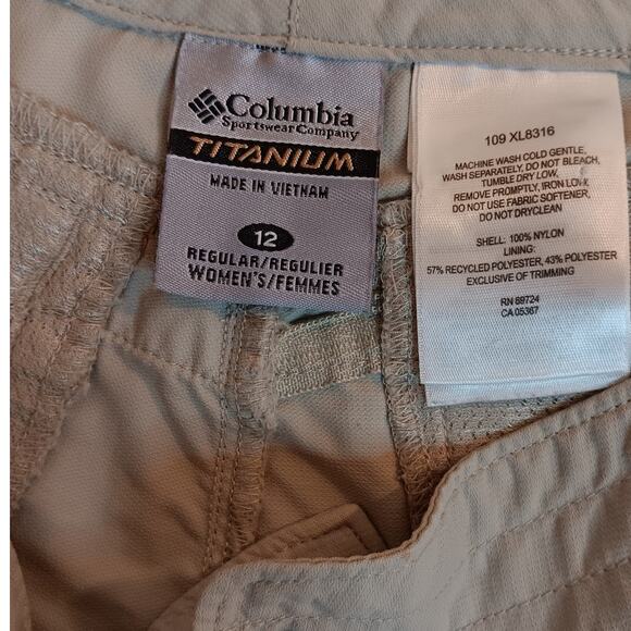 Columbia Titanium Convertible Pants Womens 12 33X29 Light Tan Packable - Picture 8 of 16